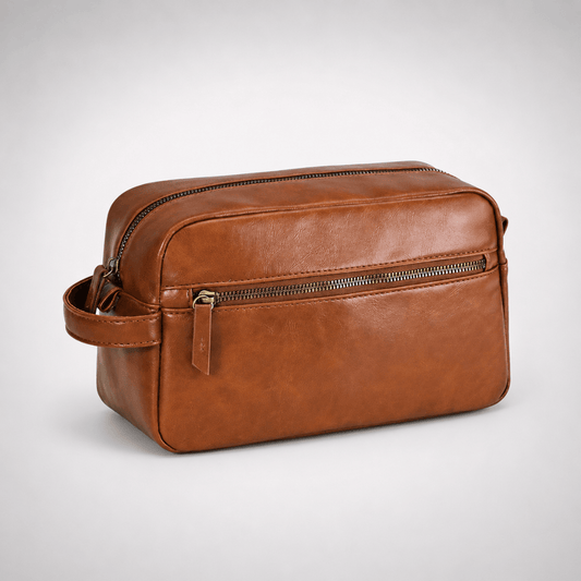 trousse de toilette cuir marron - Trousella