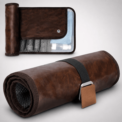 Trousse de Toilette Cuir Roll-Up – Authentique et Organisée