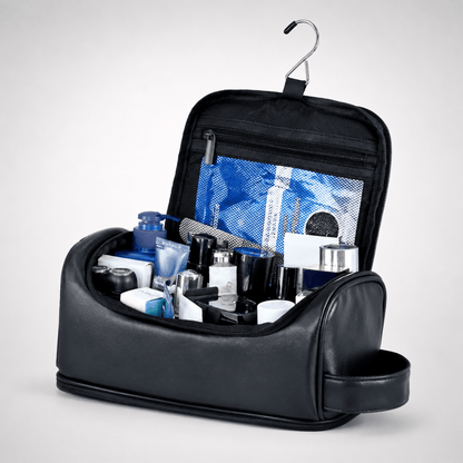 Trousse de toilette en cuir suspendue – Trousella