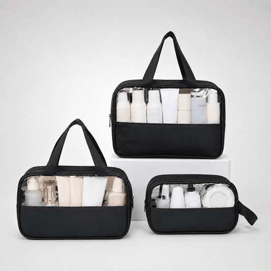 Trousses de toilette transparente – Pack 3 tailles